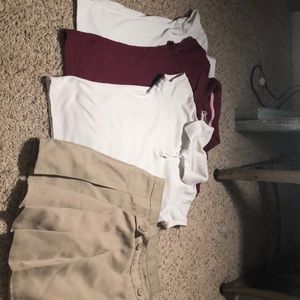 3 polo shirts and 2 skirts